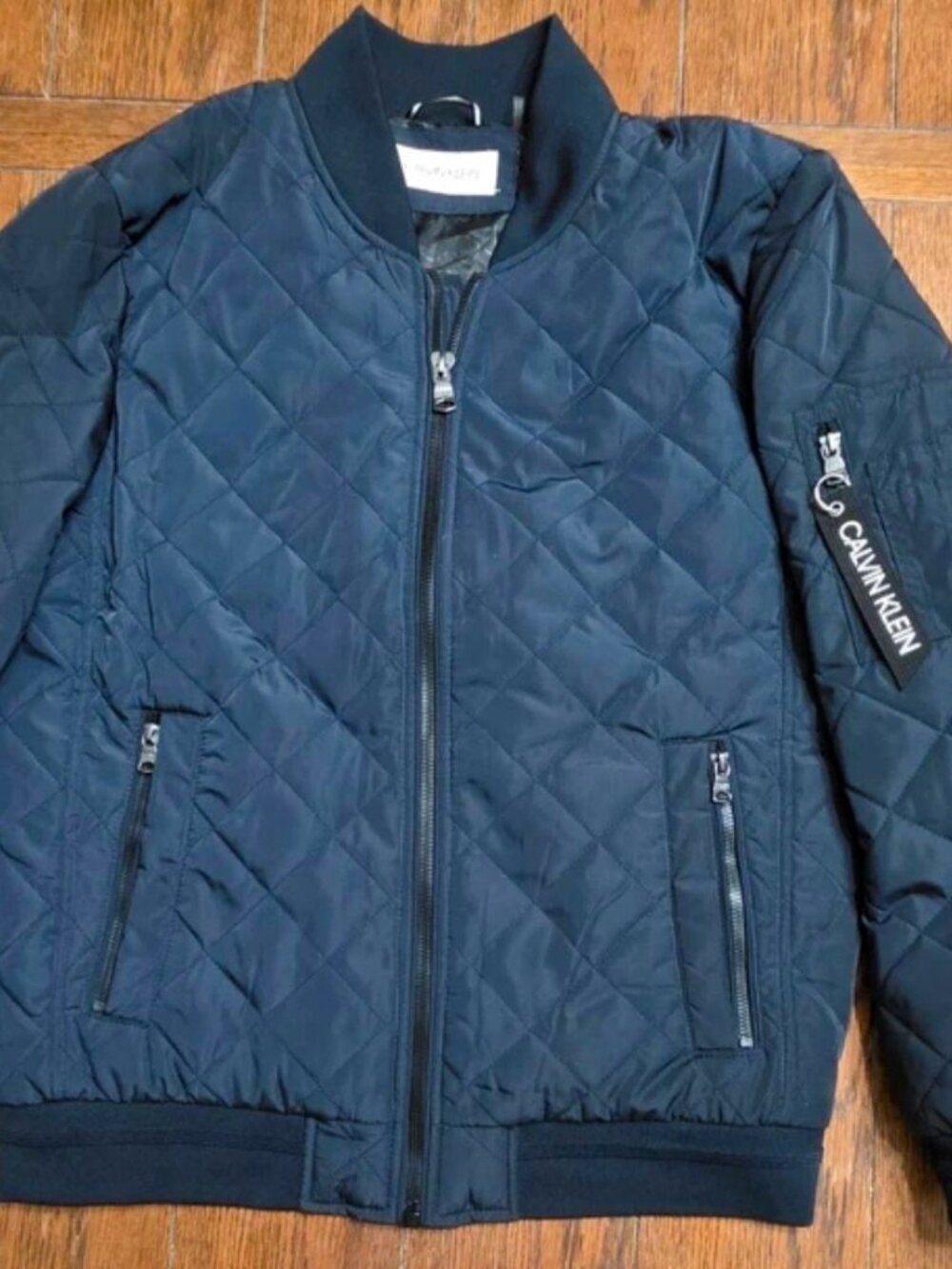 Calvin Klein Navy Blue Men's Quilted Baseball Jacket Size Medium NEW